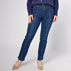 DG2 by Diane Gilman New Classic Stretch Denim Seamed Straight Leg Jean