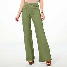 DG2 by Diane Gilman New Classic Stretch Denim Side Snap Wide-Leg Jean