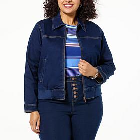 DG2 by Diane Gilman New Classic Stretch Denim Zip-Up Jacket