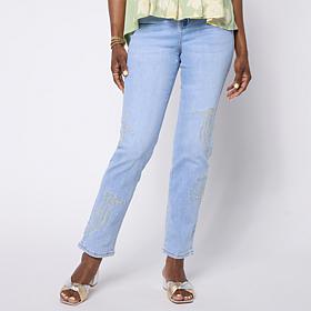 DG2 by Diane Gilman New Classic Stretch Embroidered Straight Leg Jean