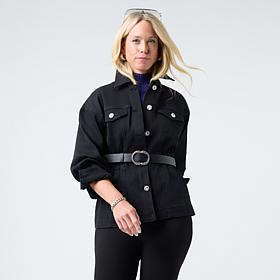 DG2 by Diane Gilman New Classic Stretch Jewel Button Denim Jacket