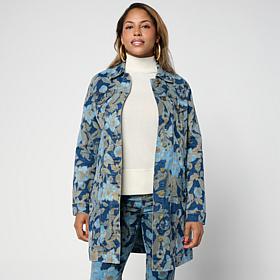 DG2 by Diane Gilman New Classic Stretch Printed Car Coat