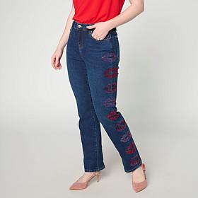 DG2 by Diane Gilman New Classic Stretch Rhinestone Kiss Jean