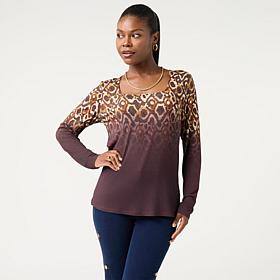 DG2 by Diane Gilman Place Print Square Long Sleeve Top
