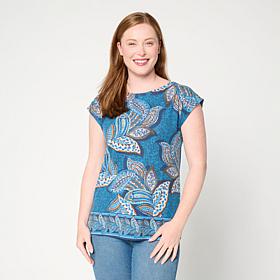 DG2 by Diane Gilman Printed Everyday Jersey Boatneck Top