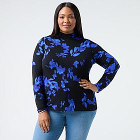 DG2 by Diane Gilman Printed Long Sleeve Mock Neck Top