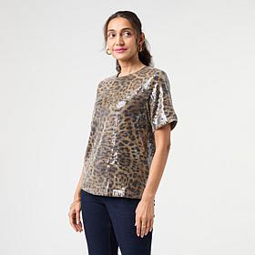 DG2 by Diane Gilman Printed Sequin Tee