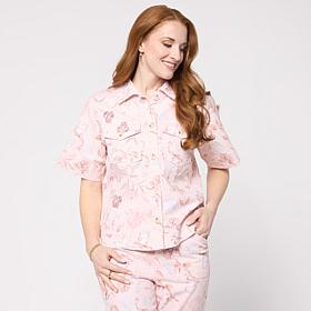 DG2 by Diane Gilman Printed Short Sleeve Shirt Jacket