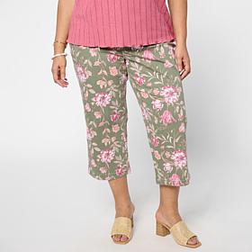 DG2 by Diane Gilman Printed Stretch Denim Utility Crop Jean