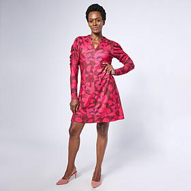 DG2 by Diane Gilman Puff Sleeve Printed A-Line Dress