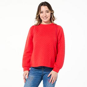 DG2 by Diane Gilman Quilted French Terry Crew Neck Top