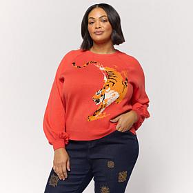 DG2 by Diane Gilman Sculpted Jaquard SoftEase Knit Sweater