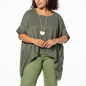 DG2 by Diane Gilman Side Drape Seersucker Knit Top