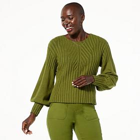 DG2 by Diane Gilman SoftEase Lantern-Sleeve Sweater