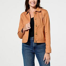 DG2 by Diane Gilman Stretch Perfect Twill Denim Curved Yoke Jacket