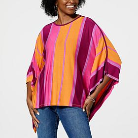 DG2 by Diane Gilman Striped Jersey Knit Poncho