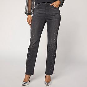 DG2 by Diane Gilman Stud and Crystal Embellished Straight Leg Jean