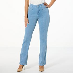 DG2 by Diane Gilman Super Stretch Knit Denim Front-Seam Bootcut Jean