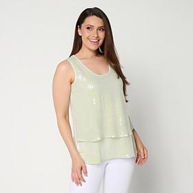 DG2 by Diane Gilman U-Neck Sequined Easy Tank