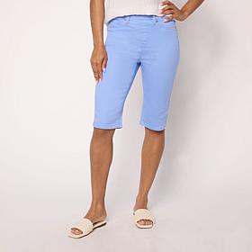 DG2 by Diane Gilman Virtual Stretch Solid Denim Pull-On Bermuda Shorts