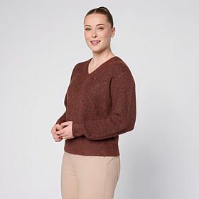 DG2by Diane Gilman Softease Sequin V-Neck Sweater