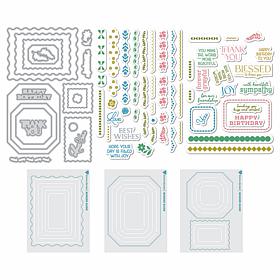 Diamond Press Flower Frames Stamp, Die & Stencil Kit