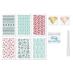 Diamond Press Happy Holidays Clear Texture Paste & Set of 6 Stencils