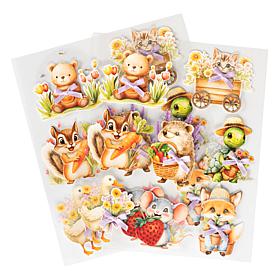 Diamond Press Spring 3D Large Animal Stickers - Set of 16 