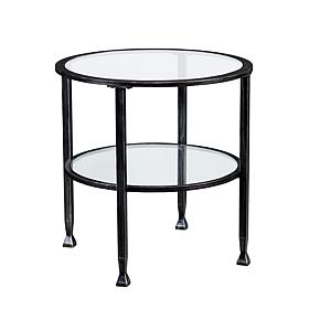 Dina Metal/Glass Round End Table - Black
