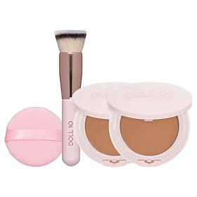Doll 10 TCE Serum Powder 2-pack with Foundation Brush and Powder Puff