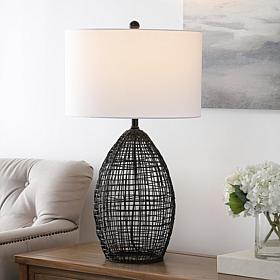 Edren 30" Black Aluminum Rattan Table Lamp