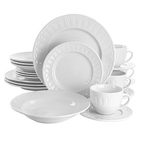Elama Charlotte 20-Pc Porcelain Dinnerware Set in White