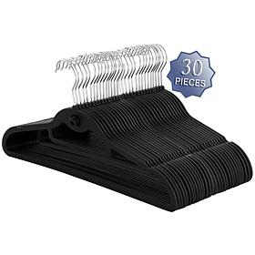 Elama Home 30-Piece Rubber Non Slip Hangers with Hanging Tab in Black