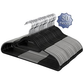 Elama Home 50-Piece Plastic Non Slip Hanger Set in Black and Gray