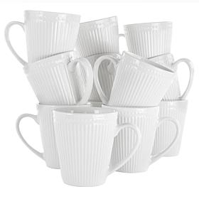 Elama Madeline 12-Piece Porcelain Mug Set in White