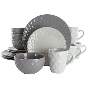 Elama Tahitian Diamond 16 Piece Stoneware Dinnerware Set in Slate a...