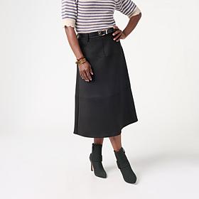 Elle Get the Look Faux Suede Midi Skirt