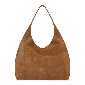 ELLE Get the Look Suede Leather Slouch Tote Bag