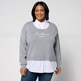 Elle Get the Look Twofer Mixed Media Sweater