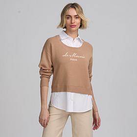 Elle Get the Look Twofer Mixed Media Sweater