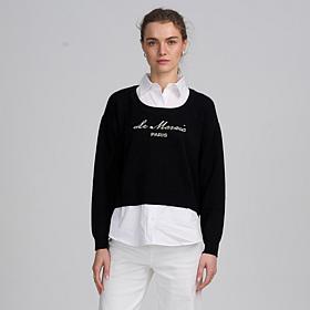 Elle Get the Look Twofer Mixed Media Sweater