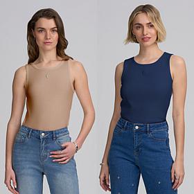 Elle Live Get the Look Ribbed Knit Tank 2-pack