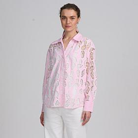 Elle Live Get the Look Striped Lace Shirt