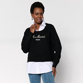 Elle Live Get the Look Twofer Mixed Media Sweater