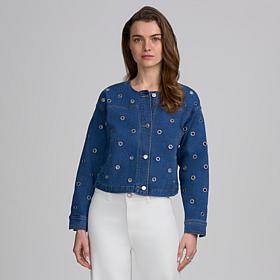 Elle Live Get the Look Washed Denim Grommet Jacket