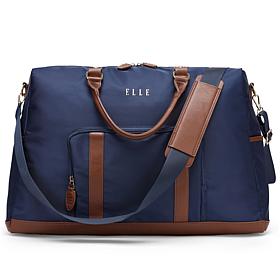 ELLE Luxe Journey 30L Twill and Vegan Leather Weekender Duffel Bag
