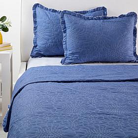 Emryn House 100% Cotton Embroidered Quilt Set