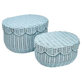 Emryn House PE Rattan Storage Baskets with Lids - Set of 2