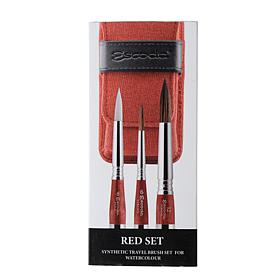 ESCODA Synthetic Watercolor Travel Brush Set 1270 Red Series