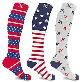 Extreme Fit Patriotic USA Knee-High Compression Socks 3-pack